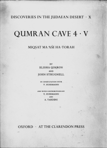 Discoveries in the Judaean Desert X Qumran Cave 4 V Miqsat Maase Ha-Torah